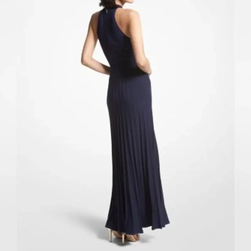Michael Kors Ribbed Stretch Knit Halter Dress Black Size L NWT - Picture 2 of 5